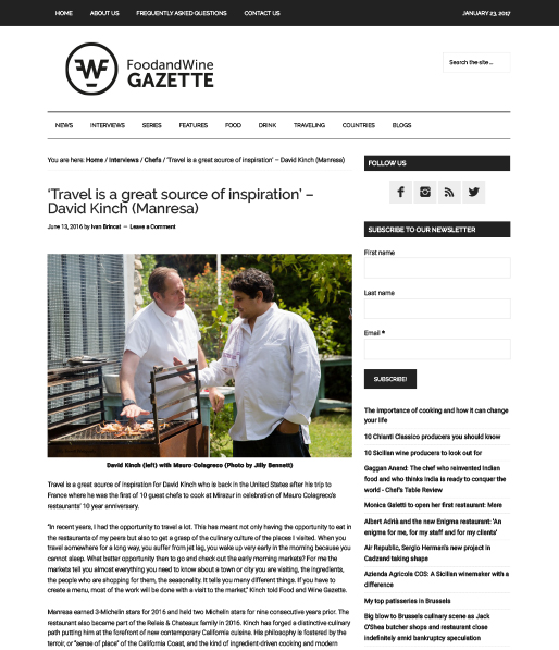 FOOD AND WINE GAZETTE FOOD AND WINE GAZETTE